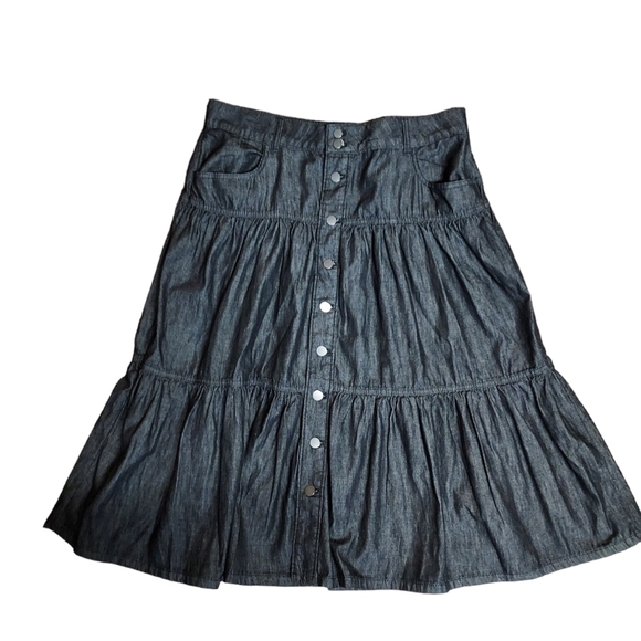 Time and Tru size 12 black tiered skirt NWT denim cotton - Picture 9 of 13